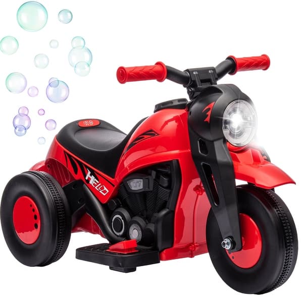 slide 2 of 28, Toddler Ride-On Motorcycle with Bubble Feature, Music, Headlight & Stable 3-Wheel Design Red