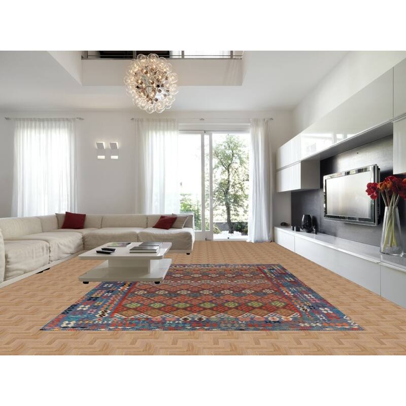 Reversable Kilim Oriental Area Rug Flatweave Wool Carpet - 10'2"x 12'11"