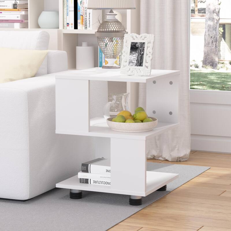Tatami Magic Cube Nightstands with Classic Modern 2-Tier Rectangle Hollow Design