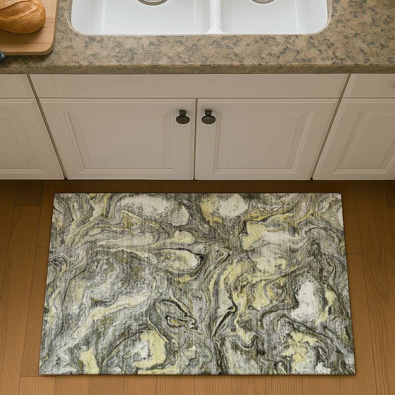 Premium Washable Super Soft Modern Contemporary Mayfield Rug - Pewter - 1'8" x 2'6"