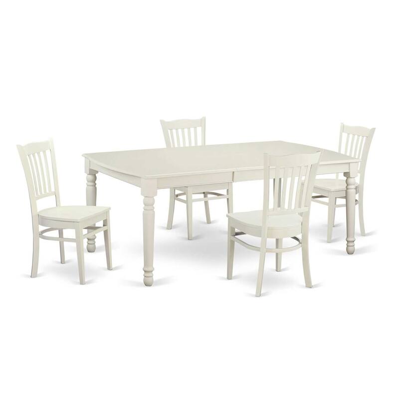 5 Piece Dining Set - Rectangle Table with Butterfly Leaf & 4 Wood Chairs - 42x78 Inch