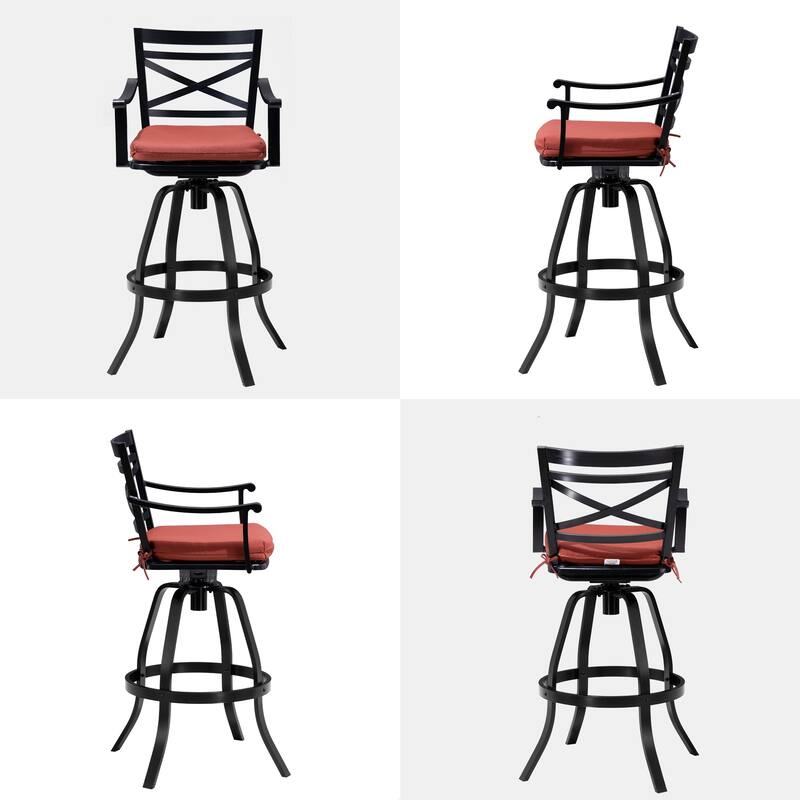 Pellebant Patio Outdoor Indoor Aluminum Swivel Bar Stools Dining Chairs with Sunbrella Cushion