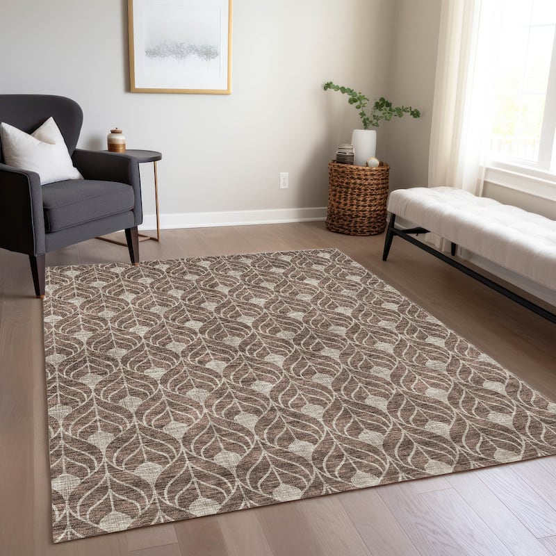 Machine Washable Indoor/ Outdoor Chantille Geo Teardrop Rug
