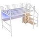 preview thumbnail 31 of 31, Full Size Loft Bed w/Desk,Storage Staircase,Small Wardrobe,LED Light