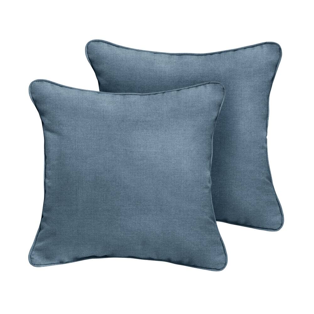 Sunbrella Denim Blue Indoor/Outdoor Pillows, Set of 2, Corded