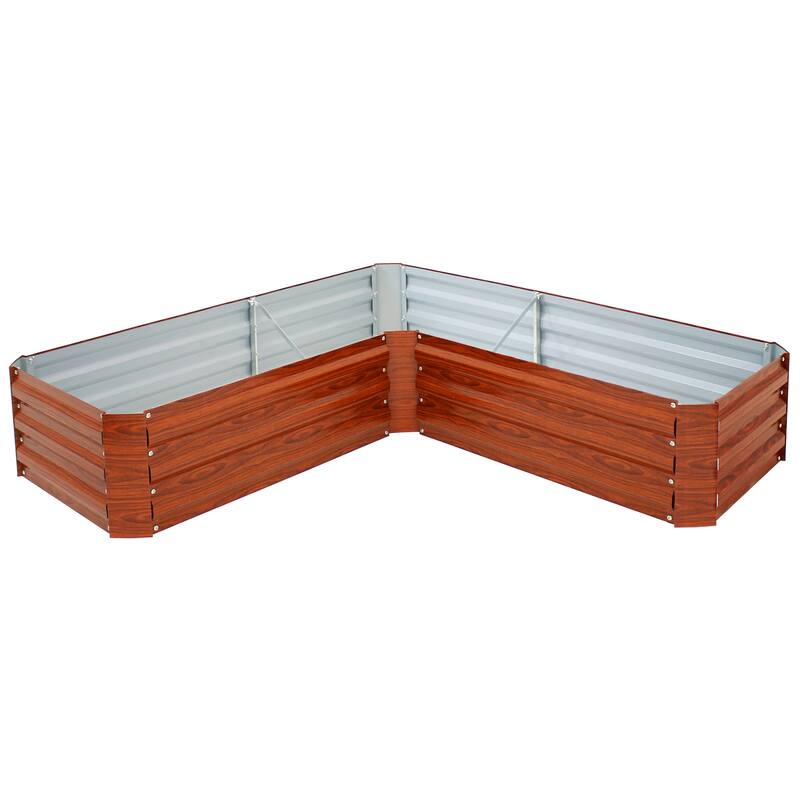 Sunnydaze L-Shaped Galvanized Steel Raised Garden Bed