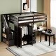 preview thumbnail 44 of 58, Full Size Multifunctional Loft Bed with Wardrobe With Shelves,A Side Desk With 2 Drawers,A Movable Table