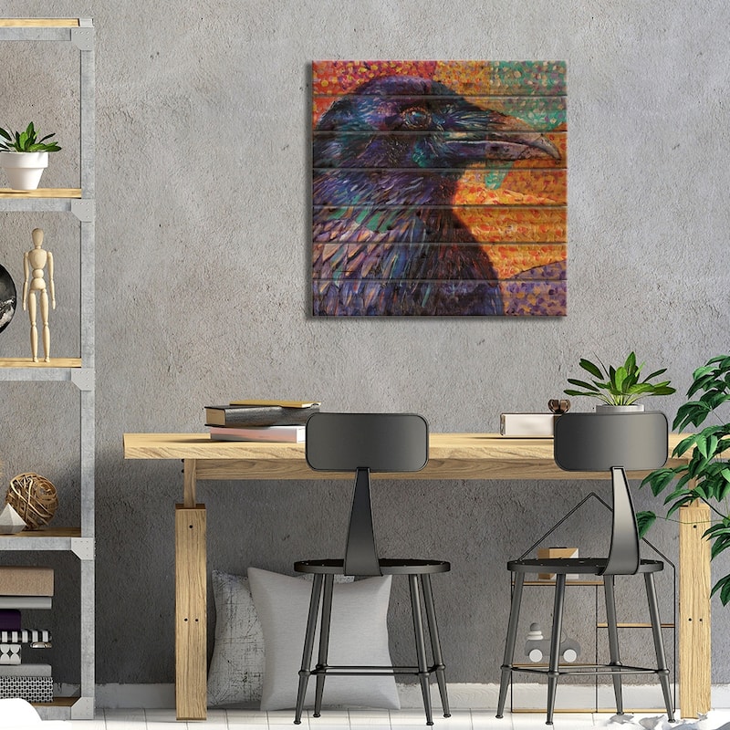 Kristin's Raven Print On Wood by Iris Scott - Multi-Color