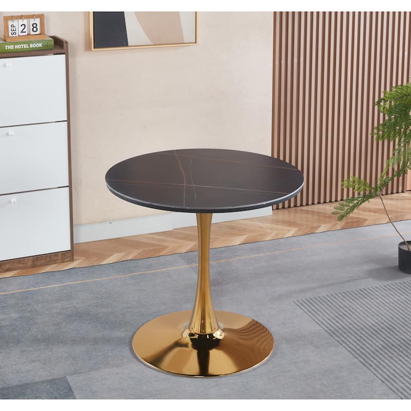 31.5"Tulip Table Mid-Century Dining Table For 2-4 People With Round MDF Table Top, Pedestal Dining Table