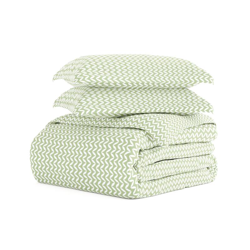 Becky Cameron 3 Piece Puffed Chevron Duvet Cover Set
