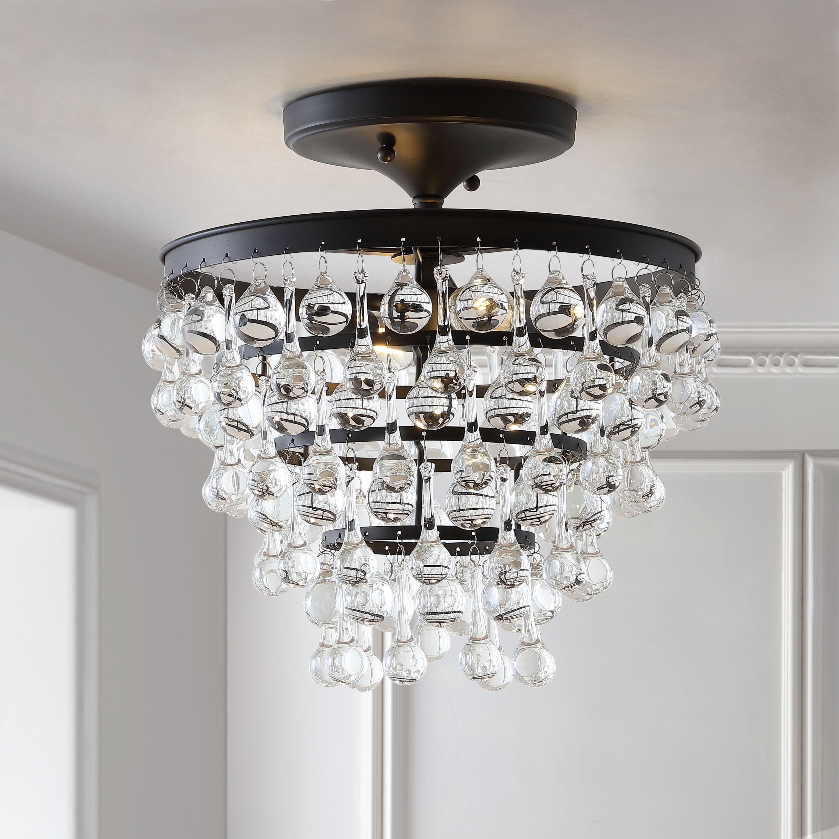 Gabrielle 13 Metal Crystal LED Flush Mount Oil Rubbed Bronze by JONATHAN Y Bed Bath Beyond 35664223