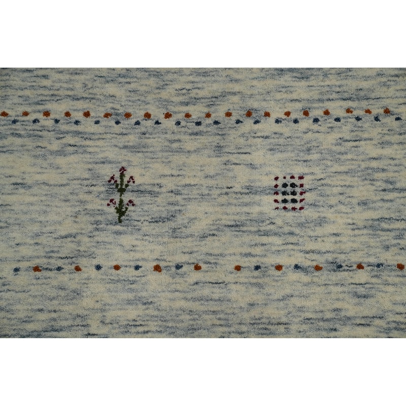 Hand Knotted Oriental 100% Wool Carpet Tribal Animal Pictorial Beige & Ivories Gabbeh Area Rug - 9' 11'' X 8' 3''