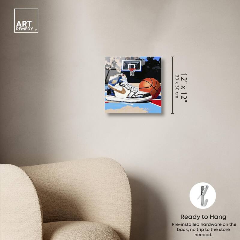 Basketball Court Blues Acrylic by Art Remedy, Ready to Hang