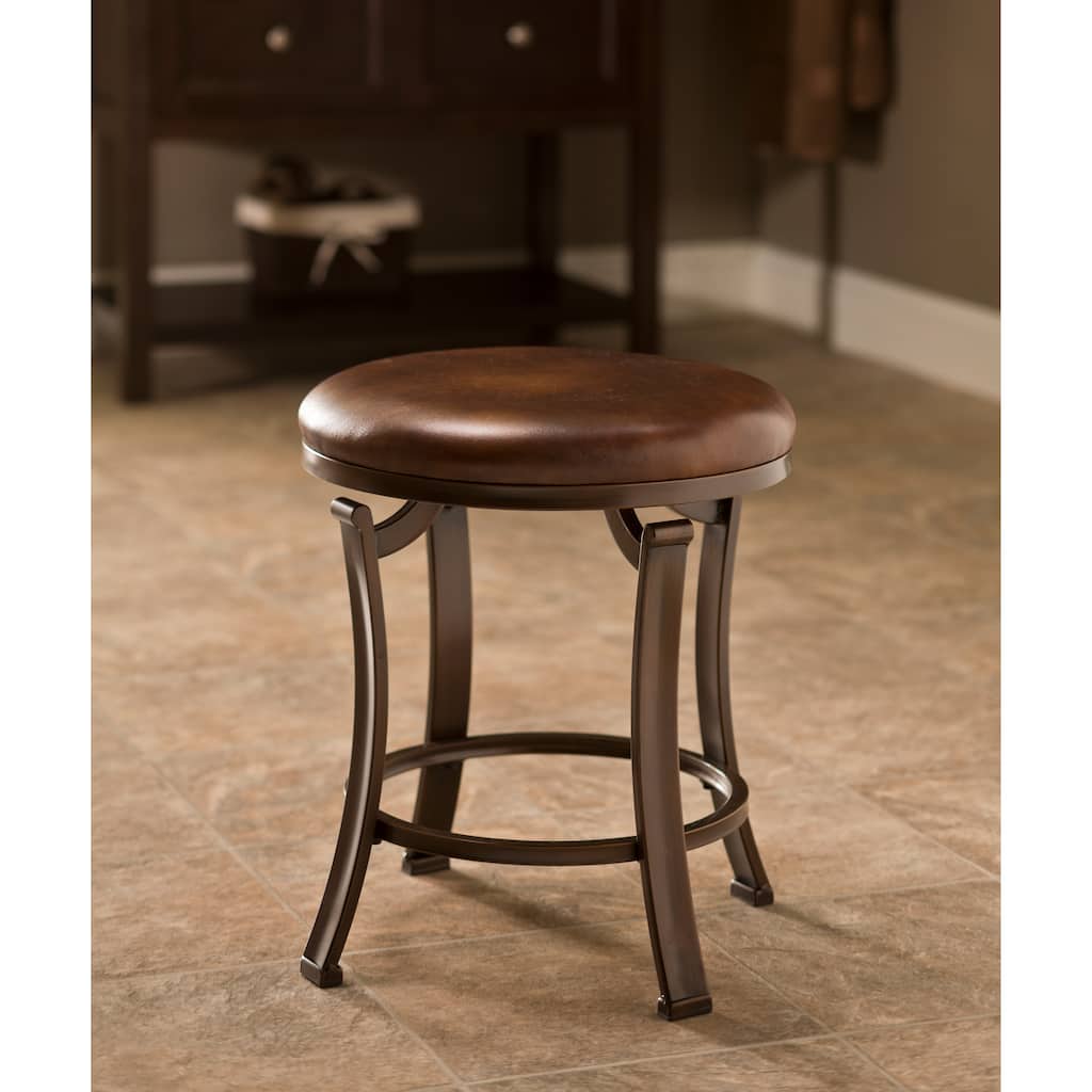 Hillsdale Hastings Backless Metal Vanity Stool, Antique Bronze - Antique Bronze - 16" x 16" x 18"