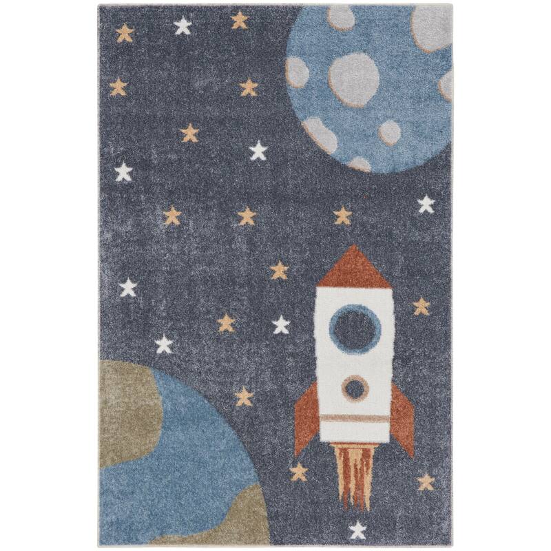Nourison Astra Machine Washable Graphic Area Rug - 2'2" x 4' - Blue/Sky