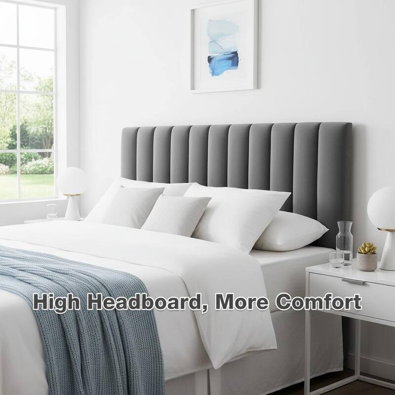 Velvet Upholstered Platform Bed Frame