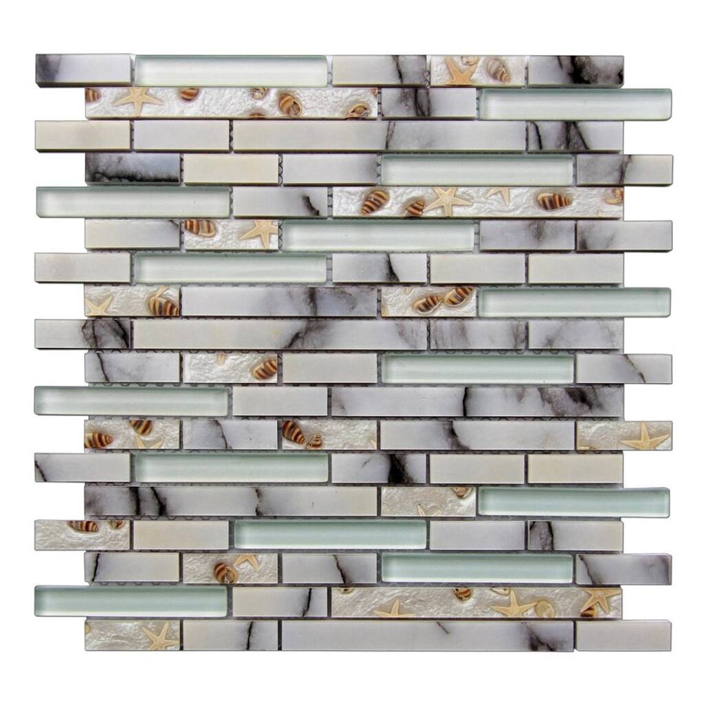 5-Pack Shell Mosaic Tile Artificial Resin Marble Tile for Kitchen Backsplash or Bathroom Backsplash