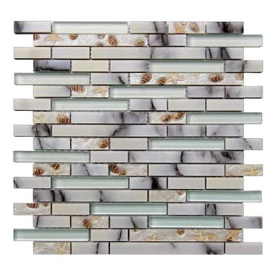 5-Pack Shell Mosaic Tile Artificial Resin Marble Tile for Kitchen Backsplash or Bathroom Backsplash