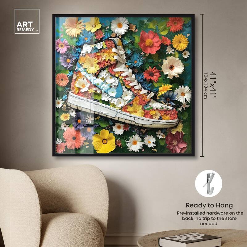 Painted in Floral Sneaker Shadowbox by Art Remedy