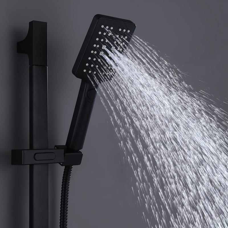 3-Spray Function Hand Shower With Slide Bar Kit In Matte Black