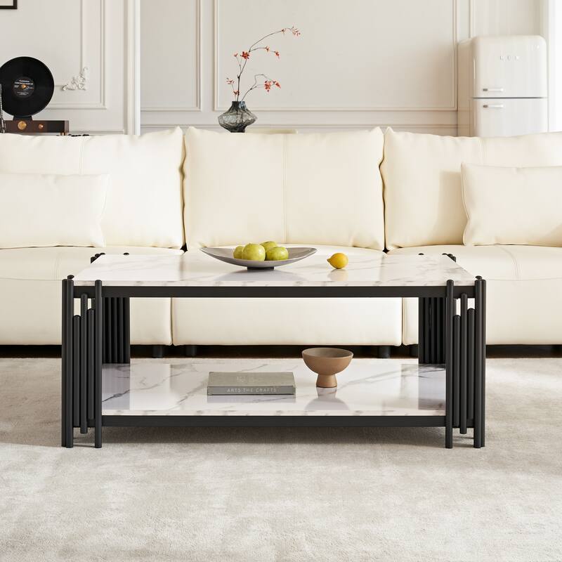Rectangle End Table Coffee Table with Shelf Center Table