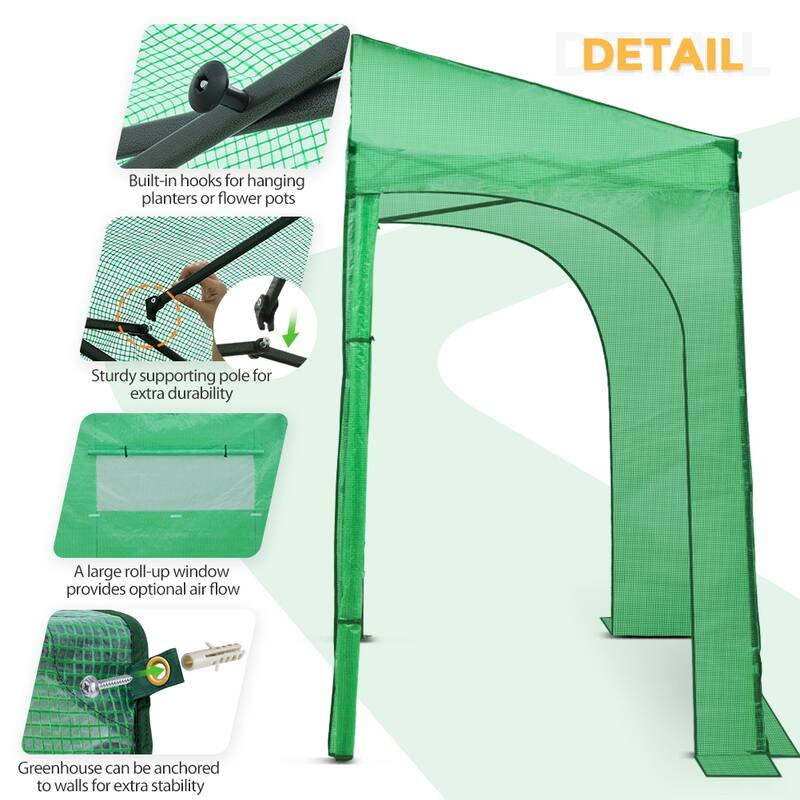 EAGLE PEAK 10x5 Portable Lean to Walk-in Greenhouse Pop-up Indoor Outdoor Canopy, Roll-Up Entry Doors and Roll-Up Side Windows
