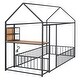 preview thumbnail 6 of 16, Black Twin Size Metal Bed Frame with Desk, House Bed with Shelves and USB Ports