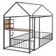 preview thumbnail 5 of 34, Metal House Bed Frame, Kids Montessori Bed Floor Bed with Side Desk, Power Outlets and USB Ports