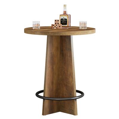 Round Bar Table with Pedestal Base, 37.4'' Tall Bistro Pub Table