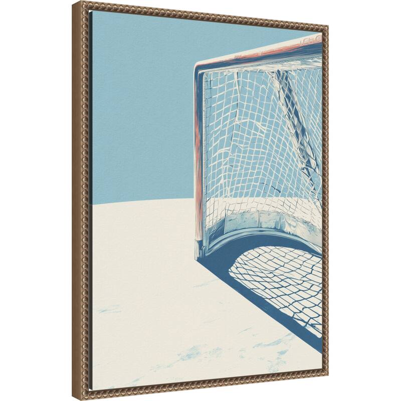 Ice Hockey Goal by Andreas Magnusson (18 x 24 in.), Framed Canvas Wall Art Print