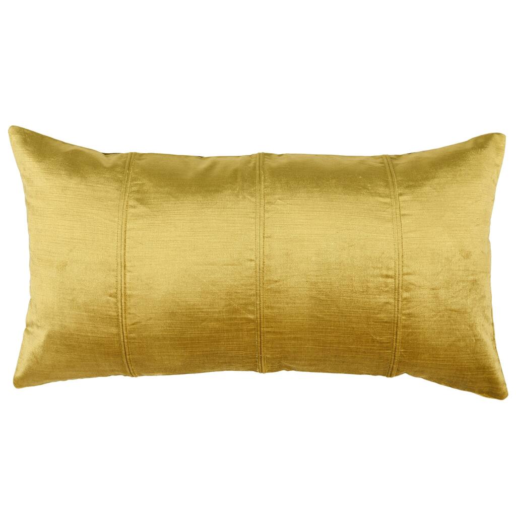 Chad 26 Inch Velvet Decorative Lumbar Throw Pillow, Plush, Gold