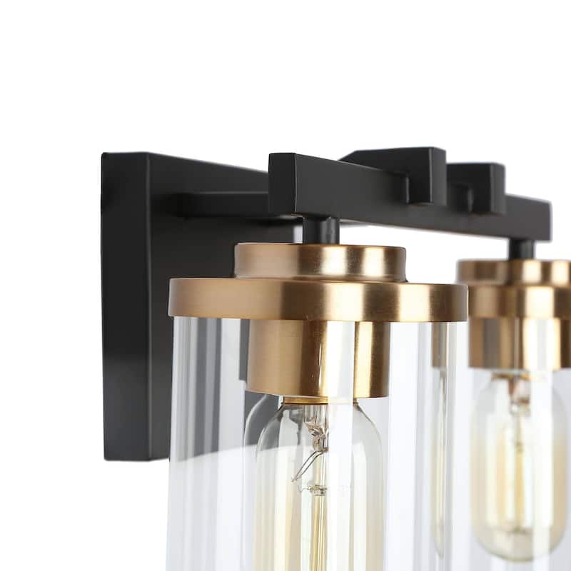 Modern 2/3/4-Light Black Gold Bathroom Vanity Lights with Cylinder Glass