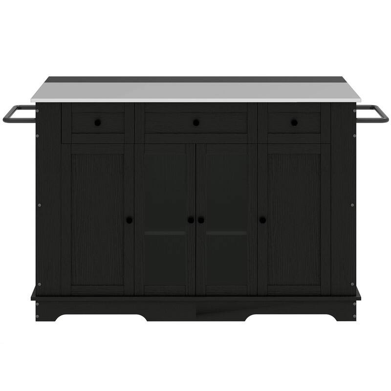 Moasis Kitchen Island with Stainless Steel Top & Power Outlet