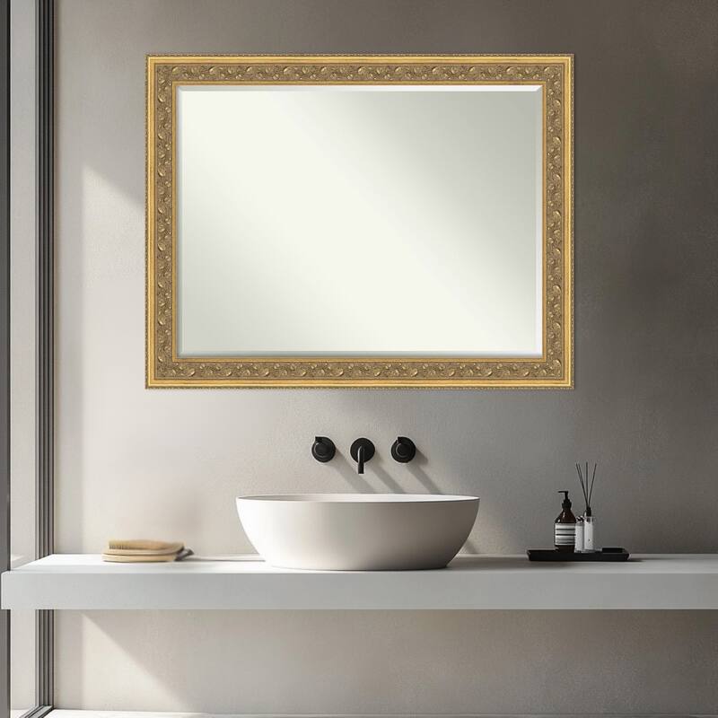 Carter Half-Inch-Bevel Framed Bathroom Vanity Wall Mirror - Carter Dark Gold - 22 x 28 in