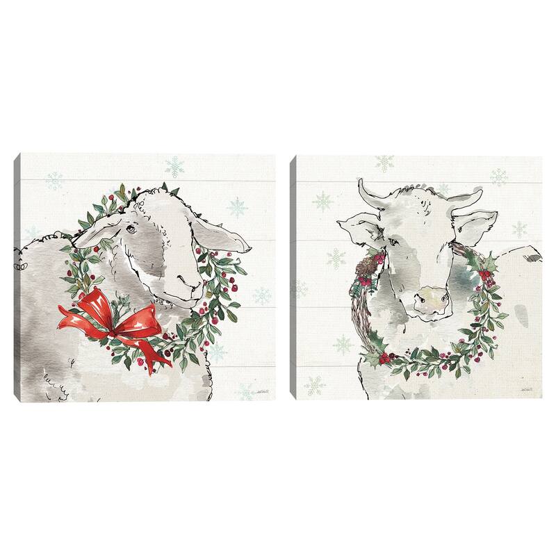 Modern Farmhouse XII Christmas, Modern Farmhouse XIII Christmas Canvas Art Prints
