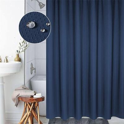 Blue Thick Polyester Mildew Resistant Shower Curtain