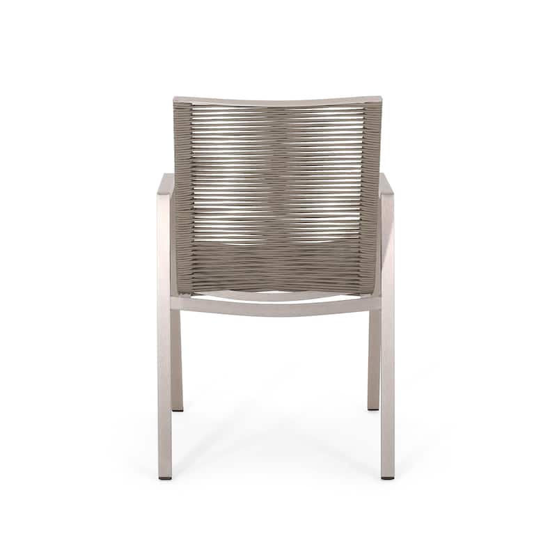 Roomfitters Outdoor Modern Aluminum Dining Chair with Stylish Rope Seat, Set of 2, Durable and Comfortable Design