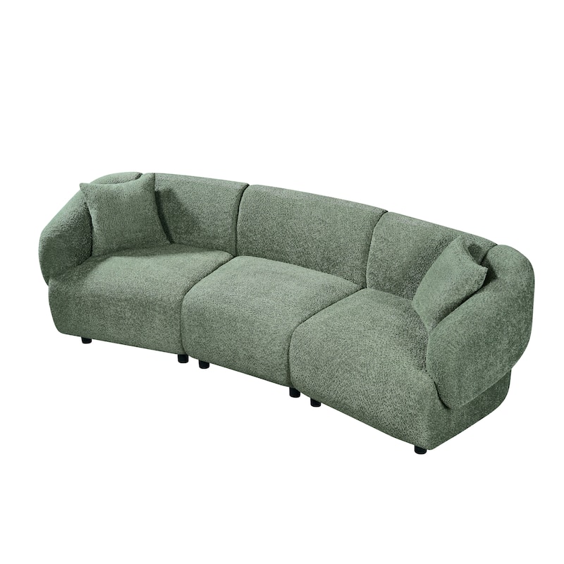 98.5" Curved Sofa for Living Room, Modern Upholstered Fabric Curved Couch with Armrests, 3 Seater Couch for Apartment, Office