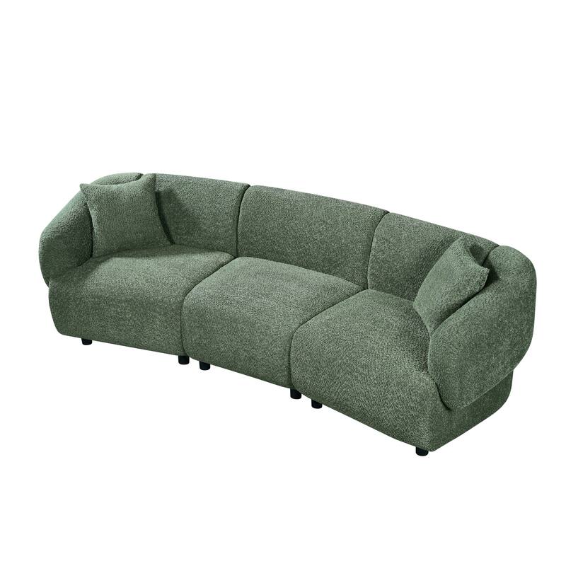 Roomfitters 98.5" Curved 3-Seater Sofa, Contemporary Plush Seating with Streamlined Design, Durable Frame