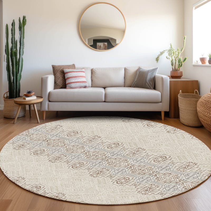 Premium Washable Super Soft Southwest Modern Mayfield Rug - Ivory - 8' x 8'