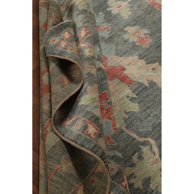 Hand Knotted Oriental 100% Wool Carpet Transitional All-Over Greys & Charcoal Oushak Area Rug - 9' 10'' X 8' 1''