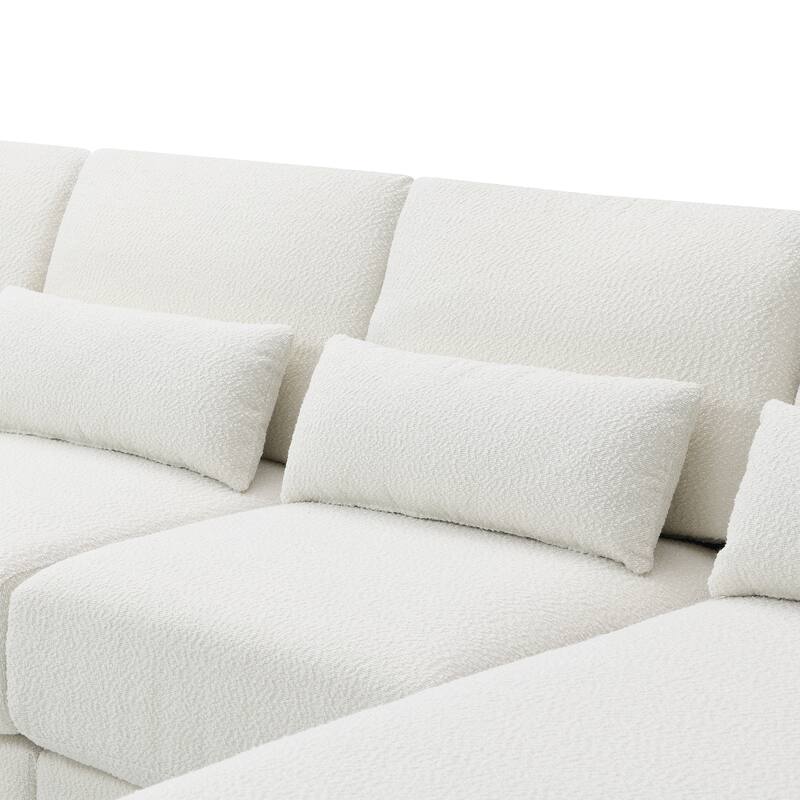120" L-Shaped 4 Seater Sectional Sofa with Reversible Chaise and 4 Waist Pillow, Armless Design for Space-Saving Comfort
