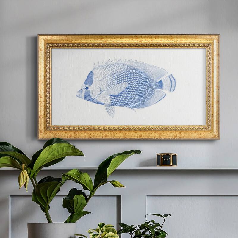 Blue & White Tropical Fish VI Premium Framed Canvas- Ready to Hang