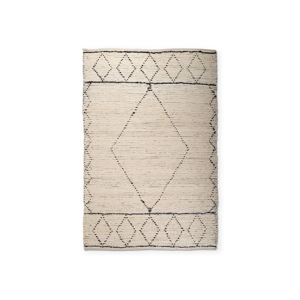 Calvert 5 x 8 Gray Cotton Hand Woven Diamond Patterned Rug - 96.0L x 60.0W x 0.4H