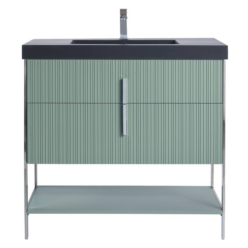 Fine Fixtures Serenity Modern Bathroom Vanity with Black Gel Acrylic Top