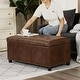 preview thumbnail 40 of 53, Adeco 35" Storage Ottoman Tufted Faux-Leather Lifted Top Bench