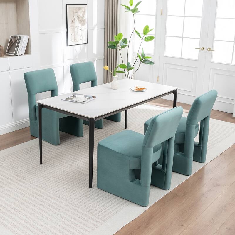SEYNAR Modern Velvet Upholstered Armless Dining Chair Set of 4 - Green