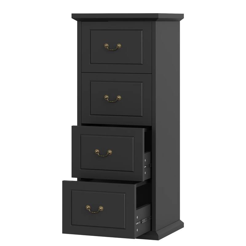 Wood File Cabinet, Tall Filing Storage Printer Stand for A4/Letter/Legal Size, Home Office Document Accent Cabinet