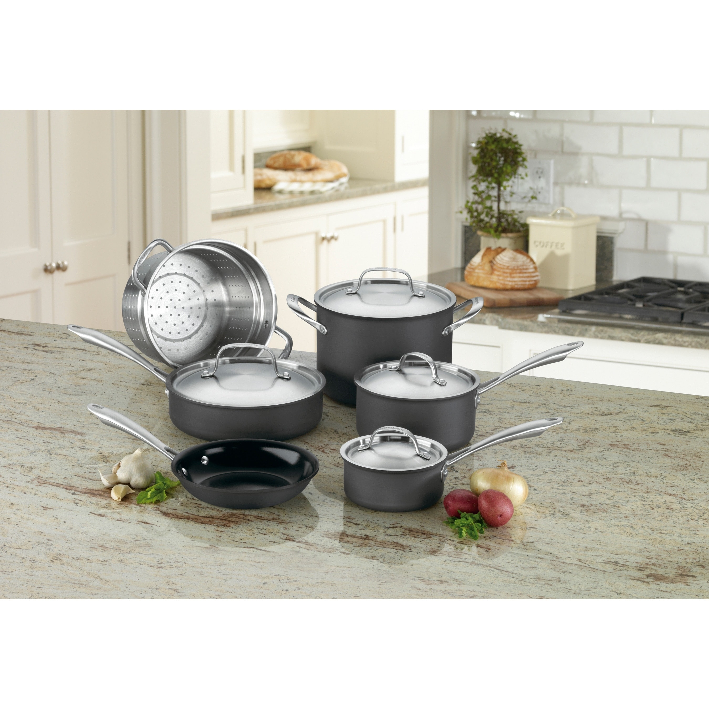 Cuisinart 14-Piece Cookware Set, Chef's Classic NonStick Hard Anodized,  Gray, 66-14N