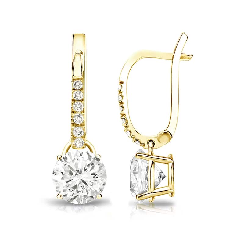 Auriya 1 1/2ctw Round Diamond Dangle Earrings 14k Gold (J-K, I1-I2) - Yellow